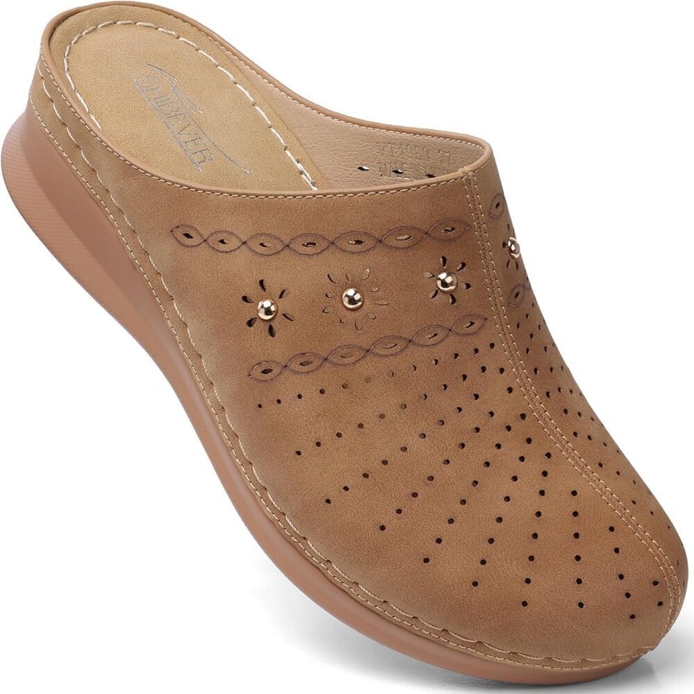 Women Clogs Artificial Pu Slip-On Closed Toe Comfortable Support - Picture 1 of 6